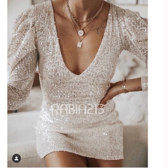 HP*Zara | Sequin Gold Sexy Party Dress - Picture 5 of 17
